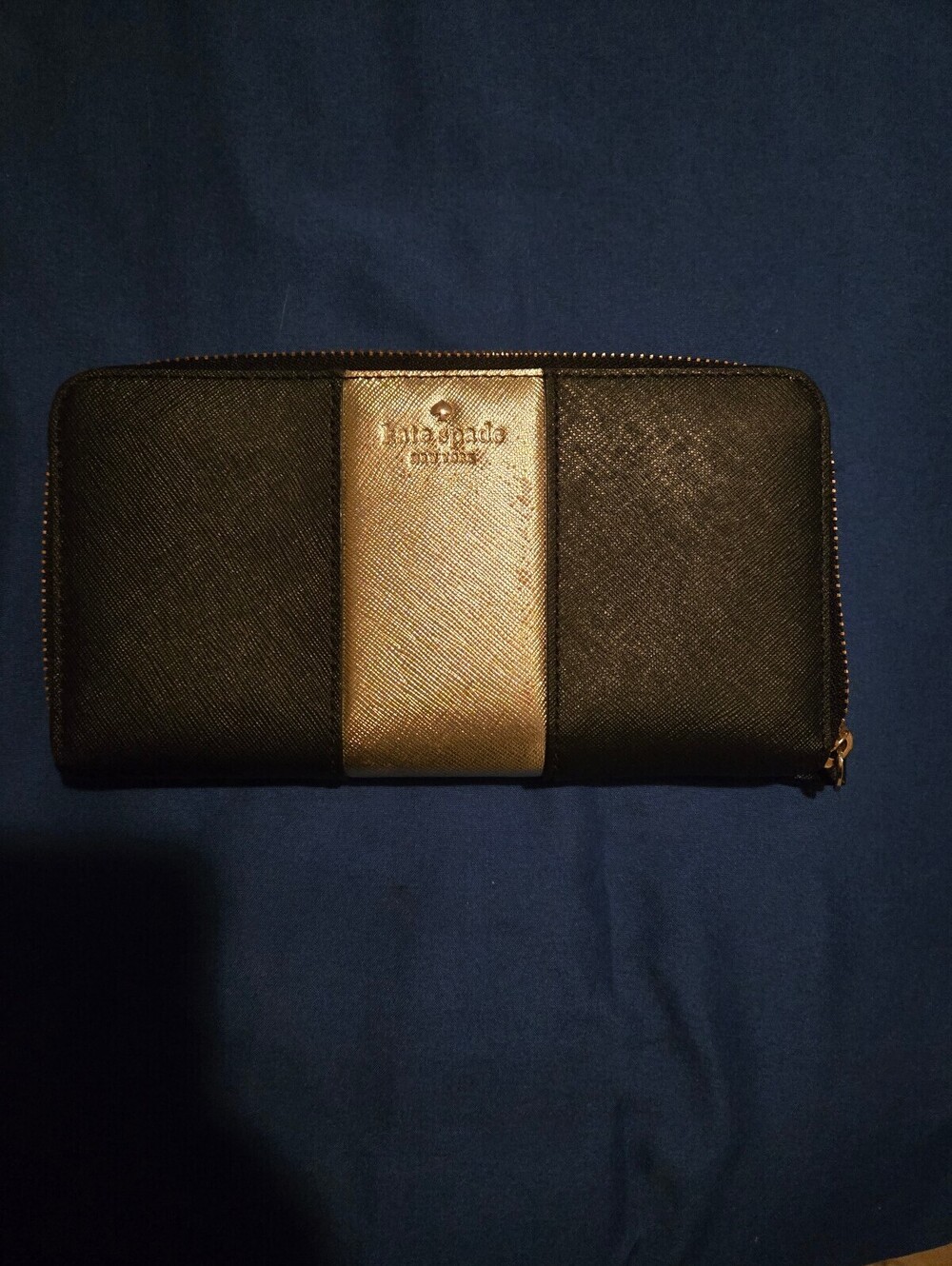Kate Spade Women's Black and Gold Zip-Around Wallet
